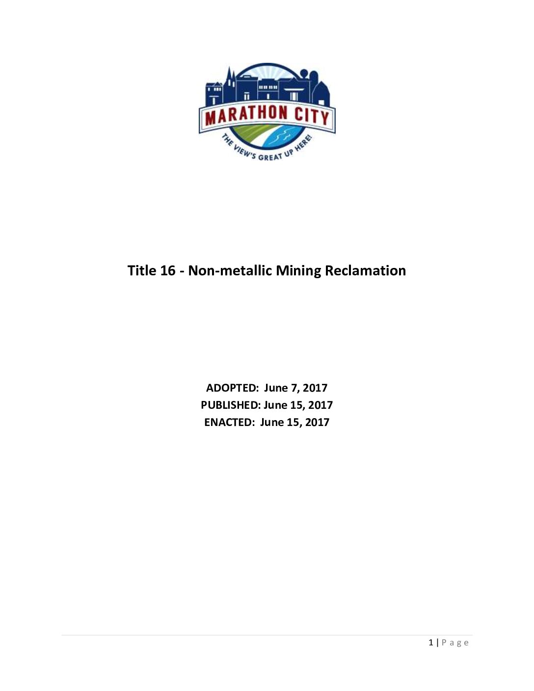Title 16 – Non-Metallic Mining Reclamation