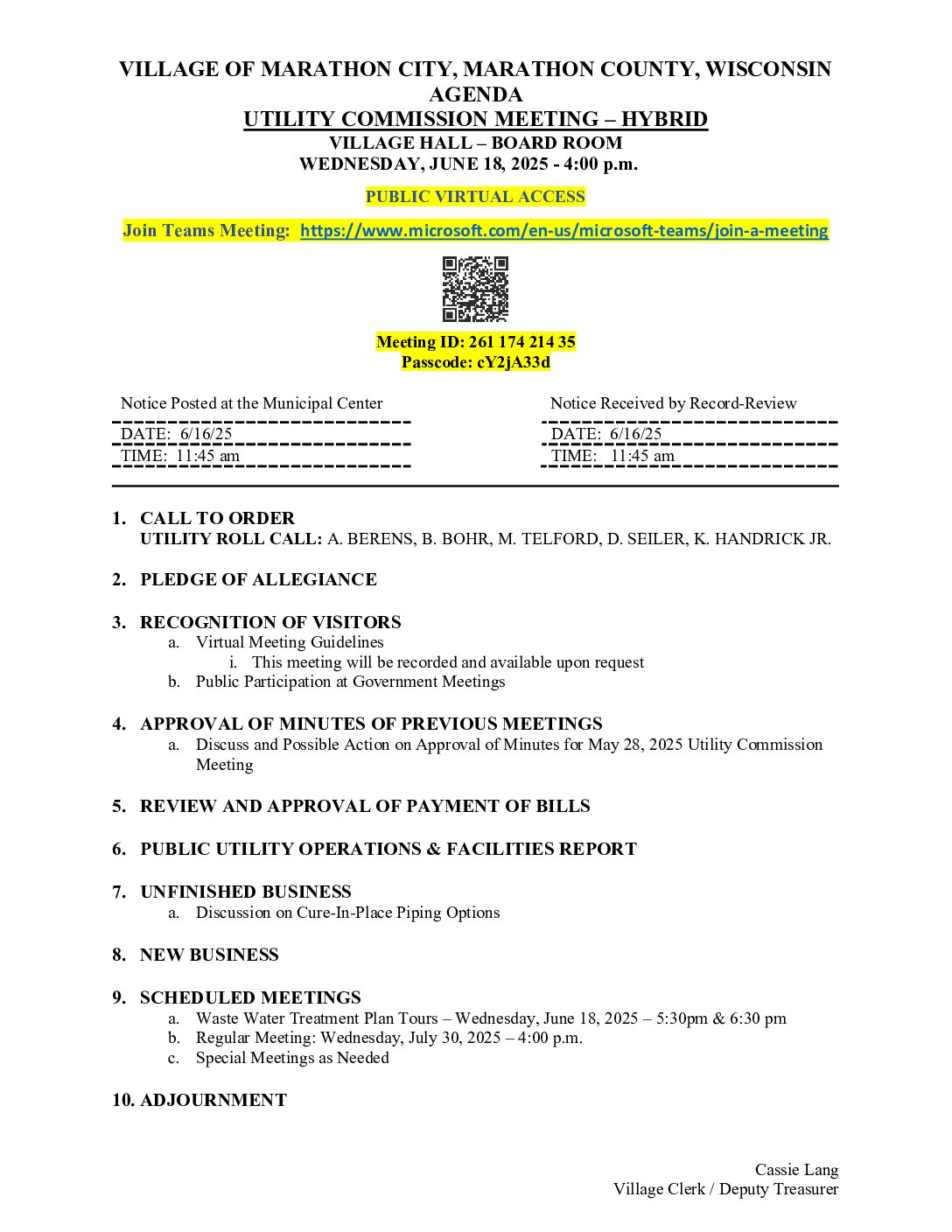 Utility Agenda 06.18.2025