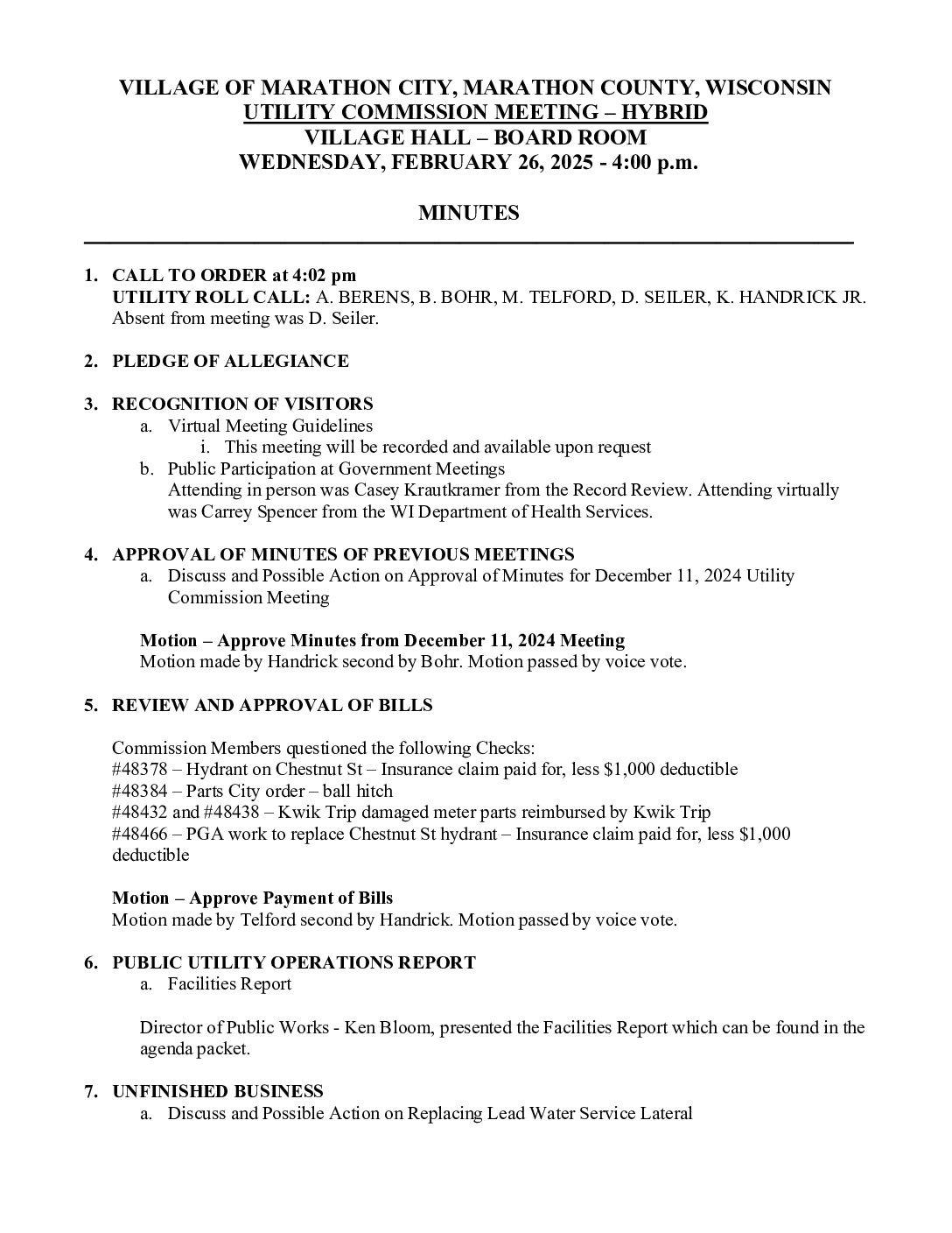 Utility Minutes 02.26.2025