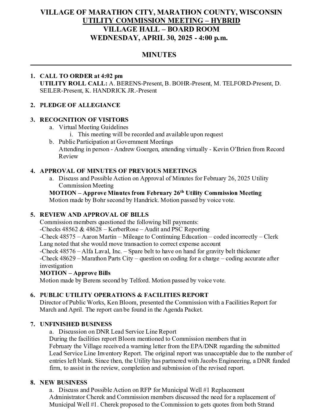 Utility Minutes 04.30.2025