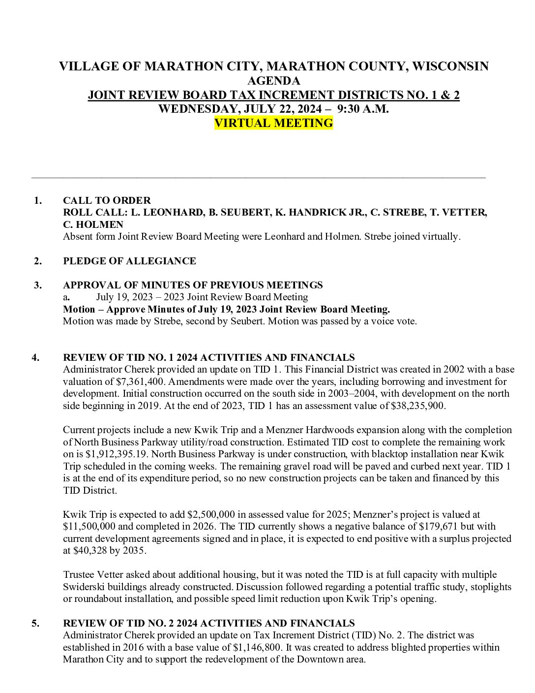 Joint Review Board Minutes 07.22.2024