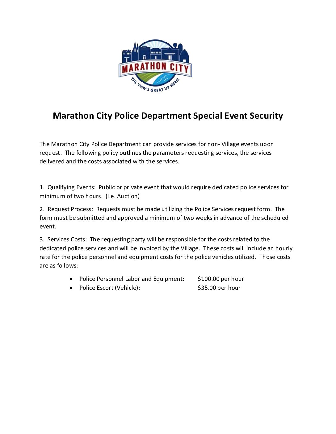 Special Event Security Request