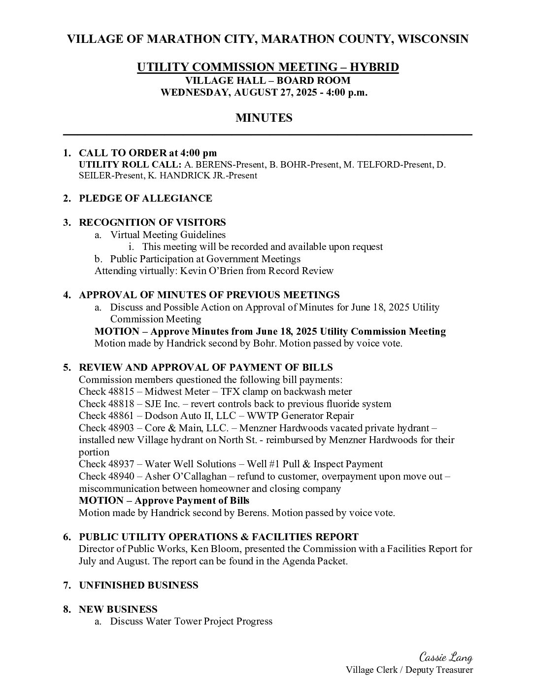Utility Minutes 08.27.2025