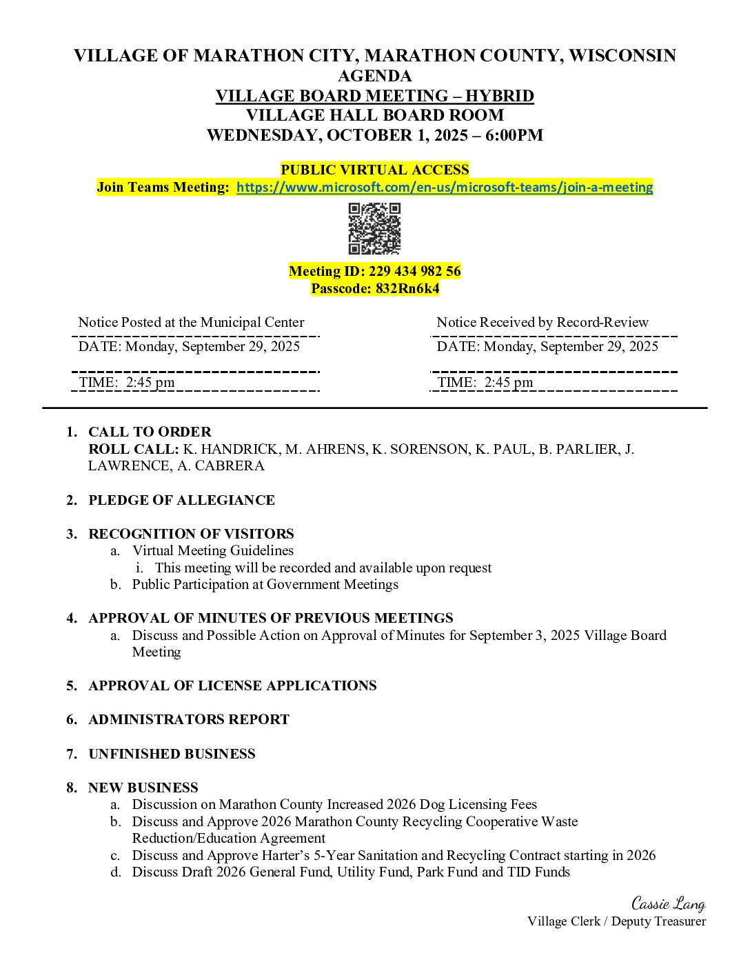 Village Packet 10.01.2025