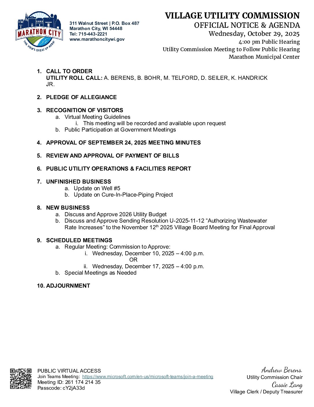 Utility Agenda 10.29.2025