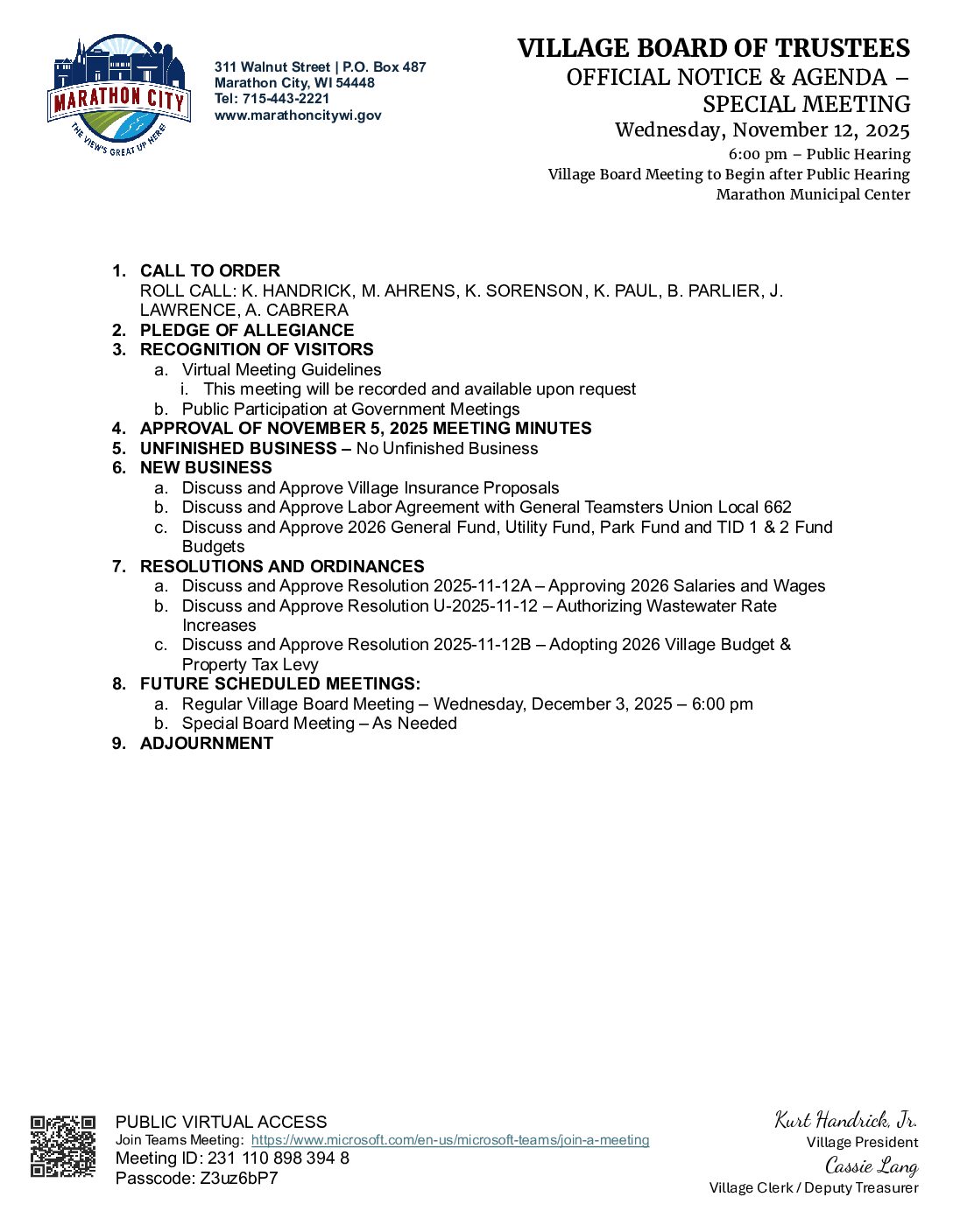 Village Packet 11.12.2025 – Budget Hearing