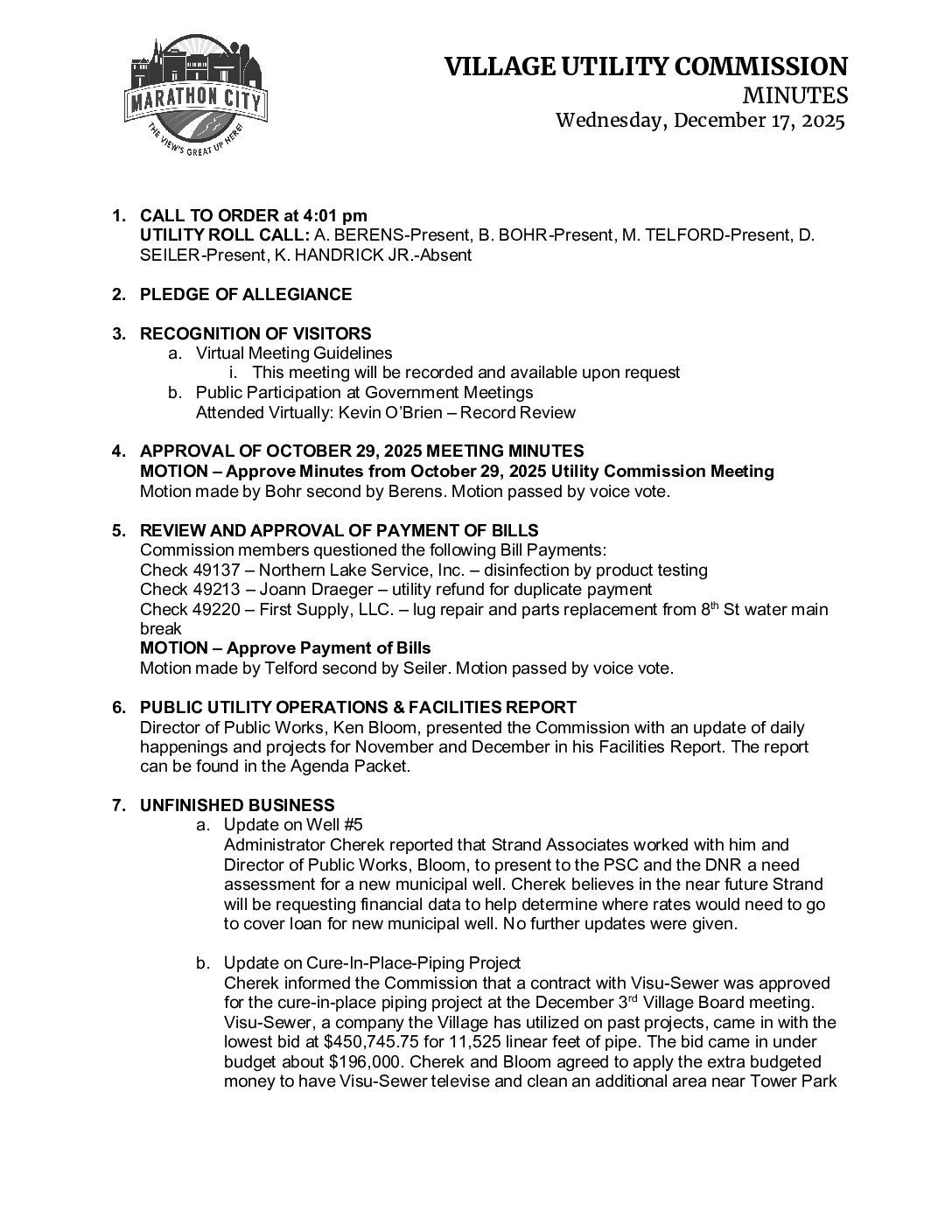 Utility Minutes 12.17.2025