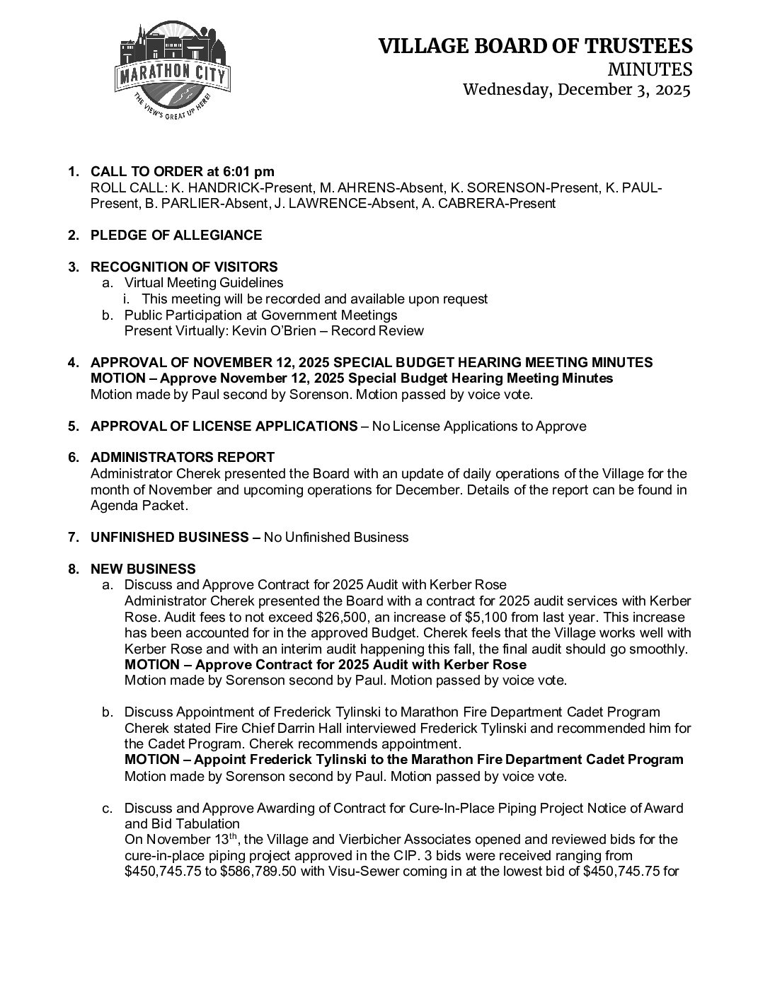 Village Minutes 12.03.2025