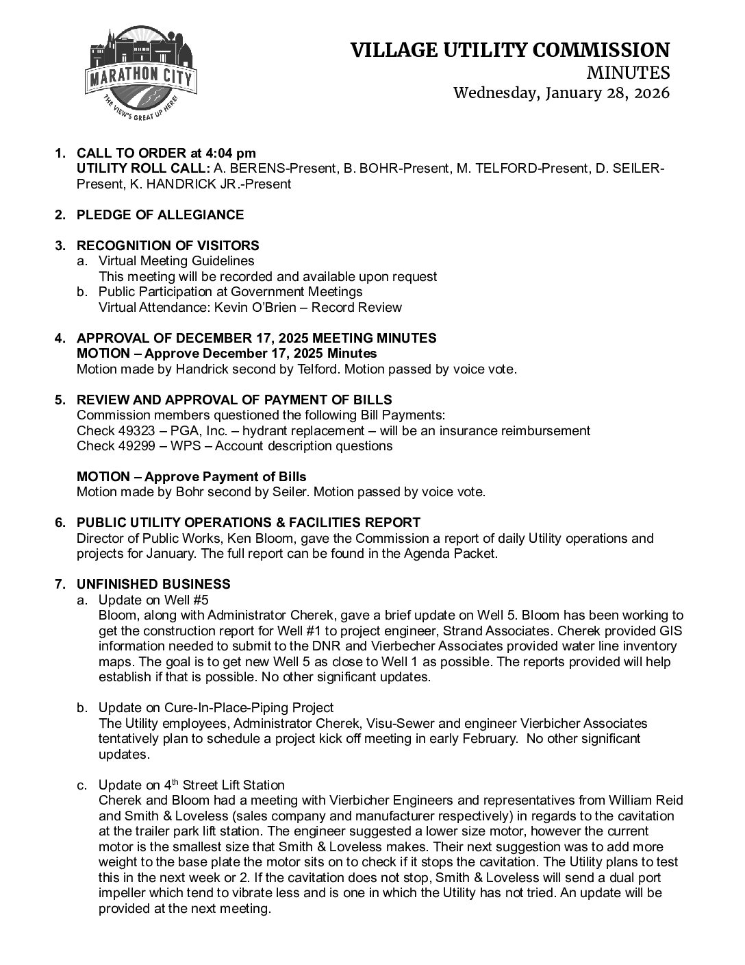 Utility Minutes 01.28.2026
