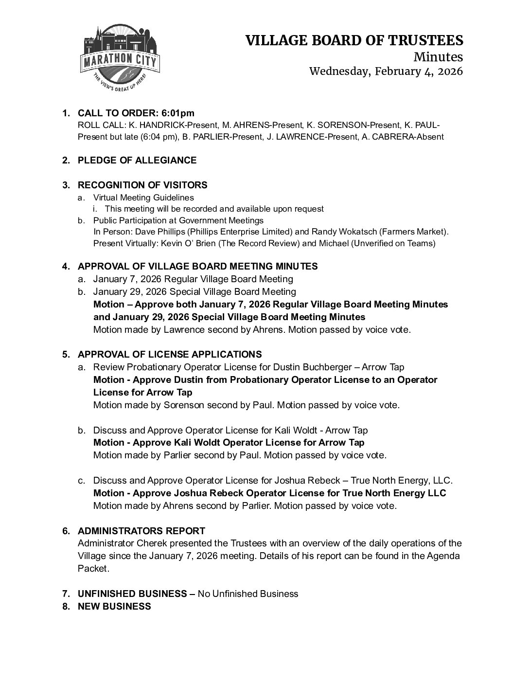 Village Minutes 02.04.2026