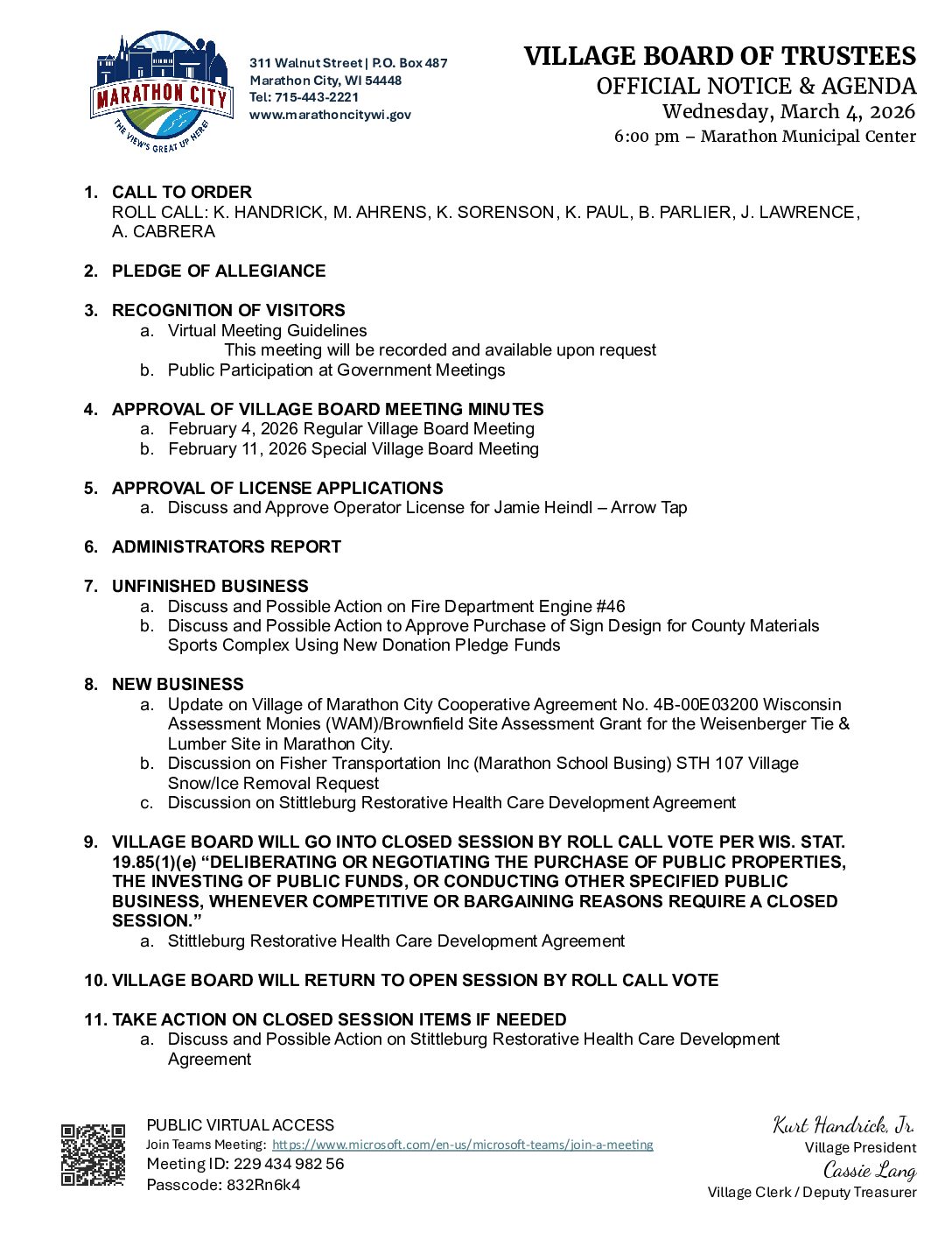 Village Packet 03.04.2026