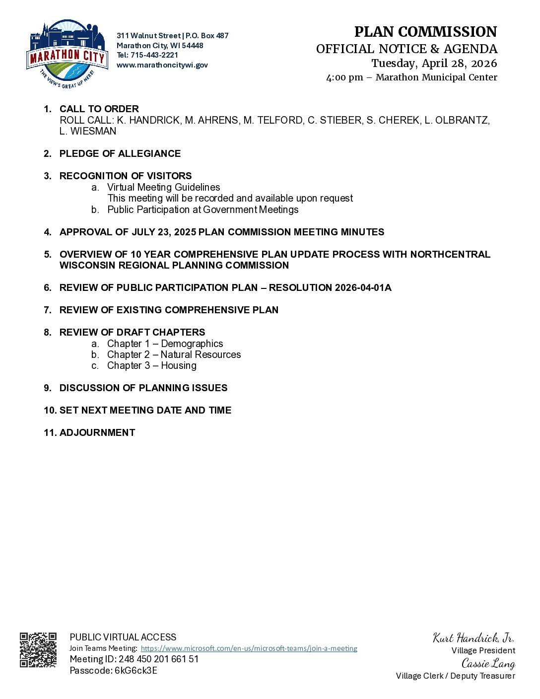 Plan Commission Agenda 04.28.2026
