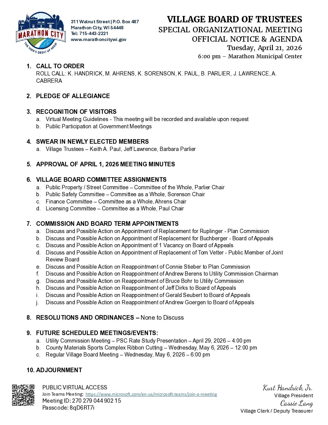 Village Packet 04.21.2026 – Organizational