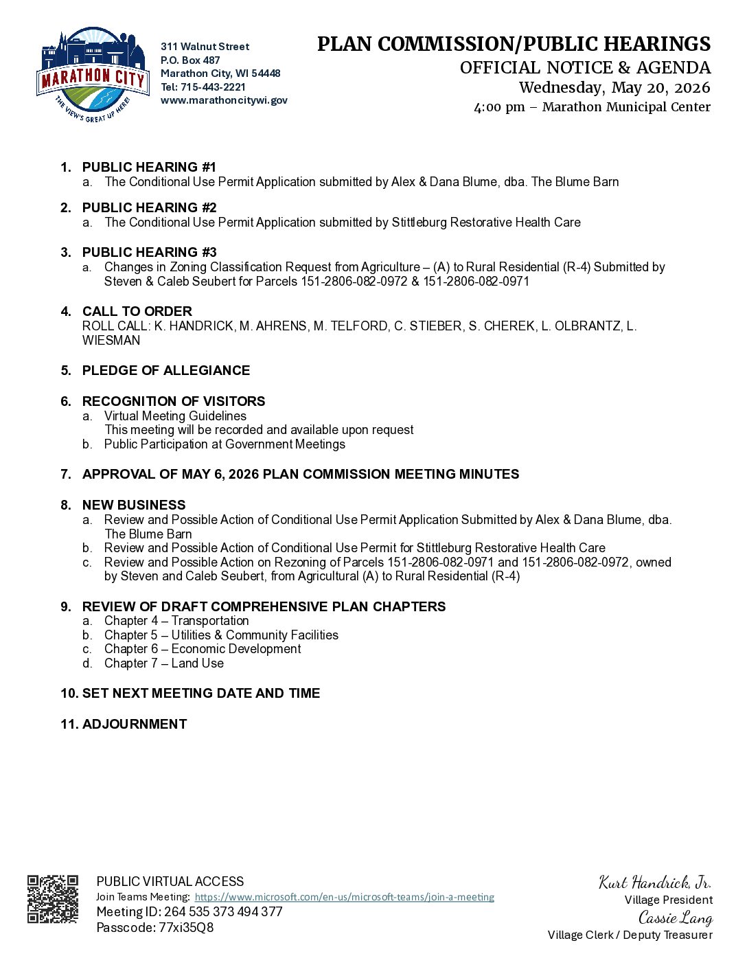 Plan Commission Agenda 05.20.2026
