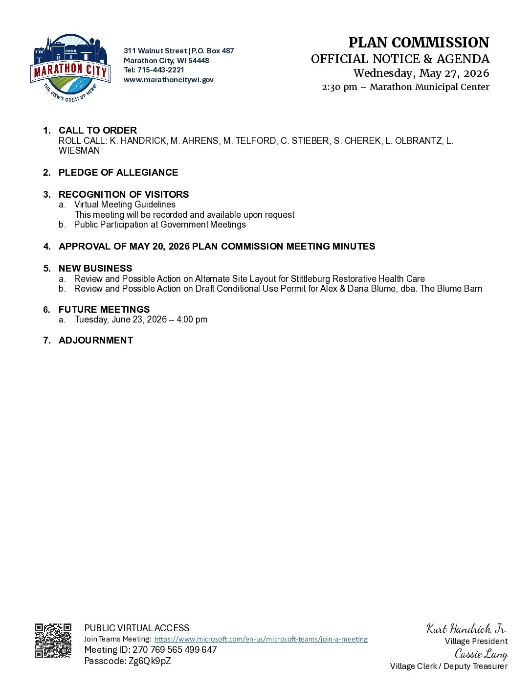 Plan Commission Agenda 05.27.2026