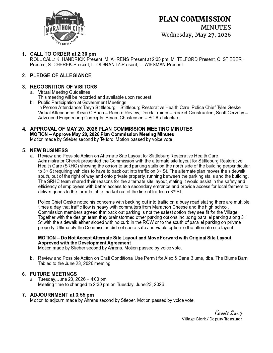 Plan Commission Minutes 05.27.2026