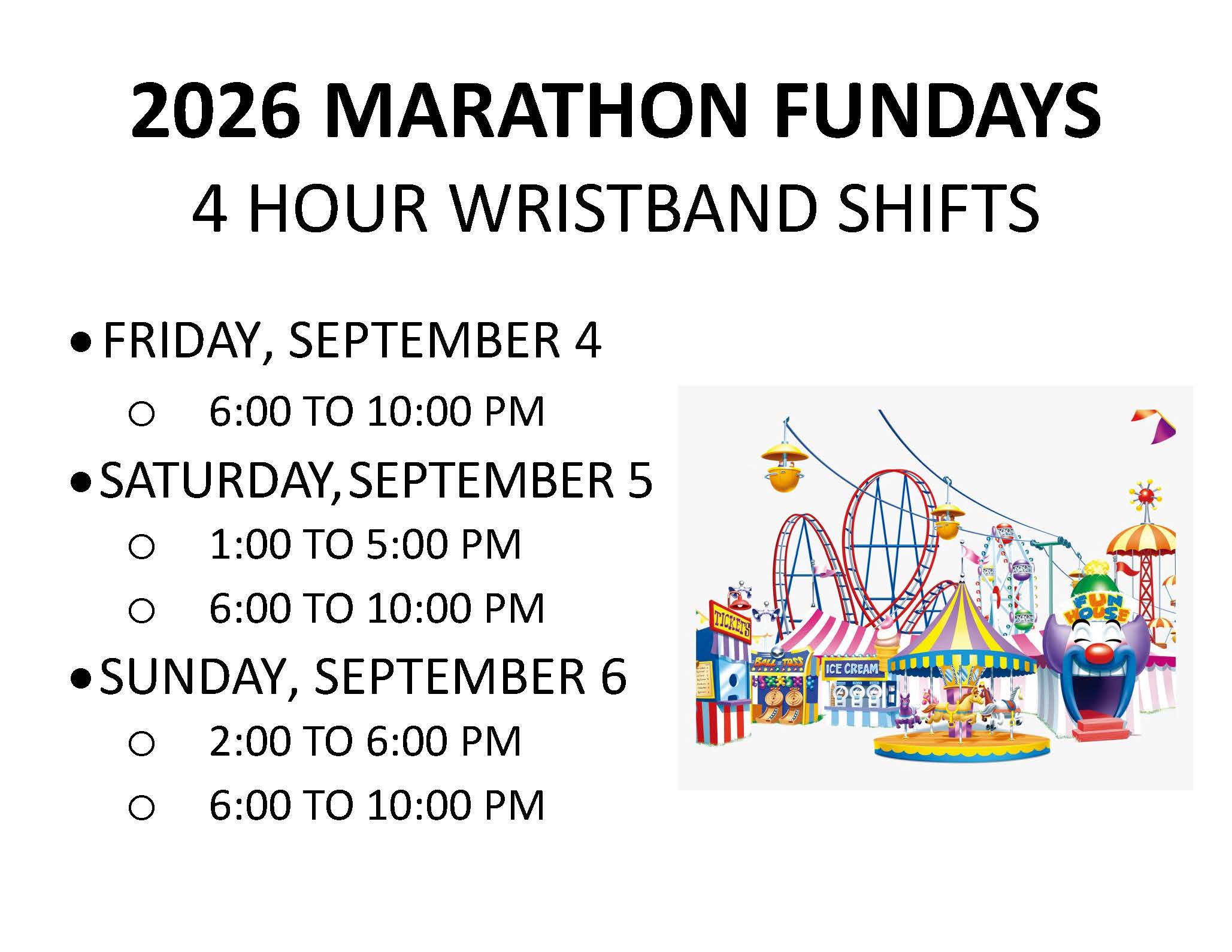 2026 MARATHON FUNDAYS WRISTBAND HOURS 2026 MARATHON FUNDAYS WRISTBAND HOURS