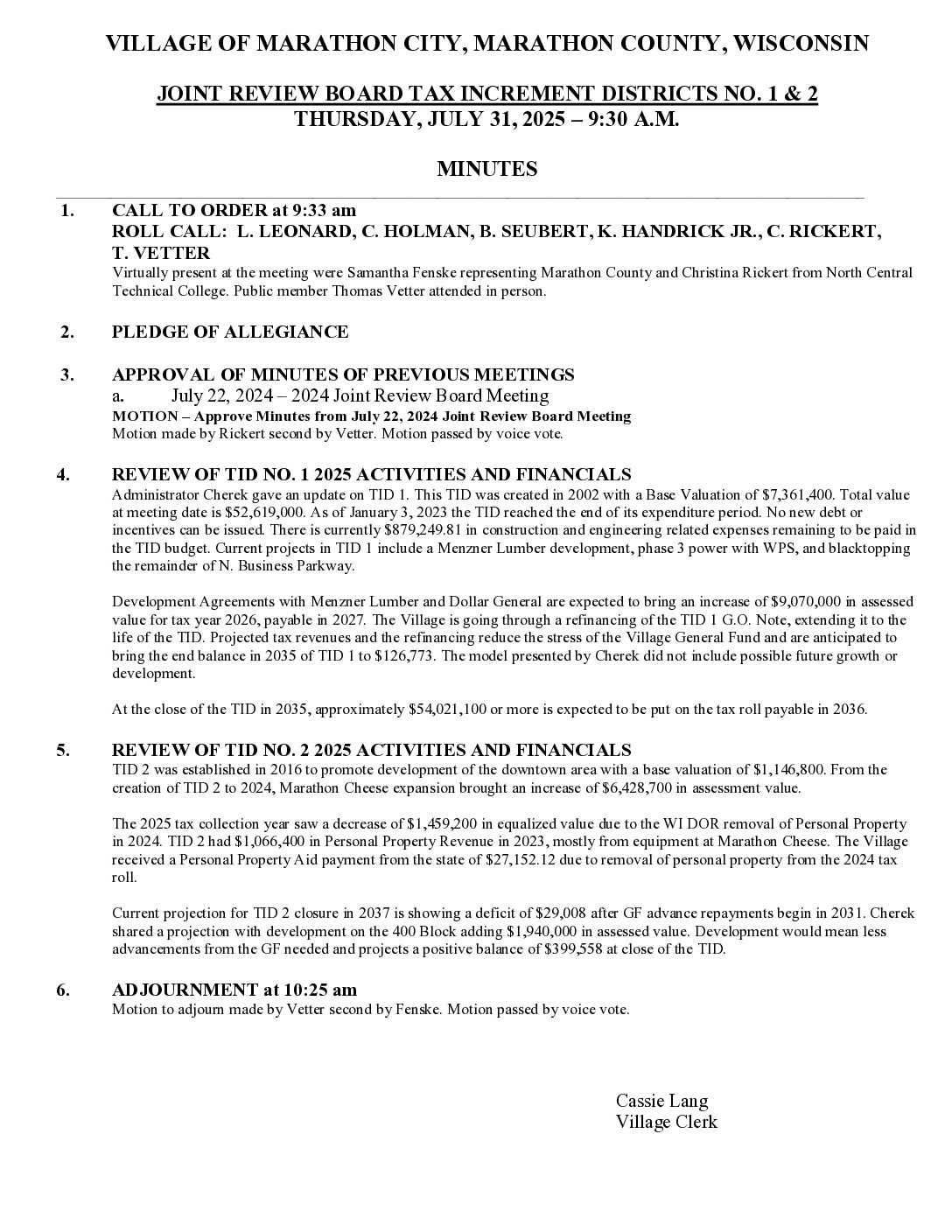 Joint Review Board Minutes 07.31.2025
