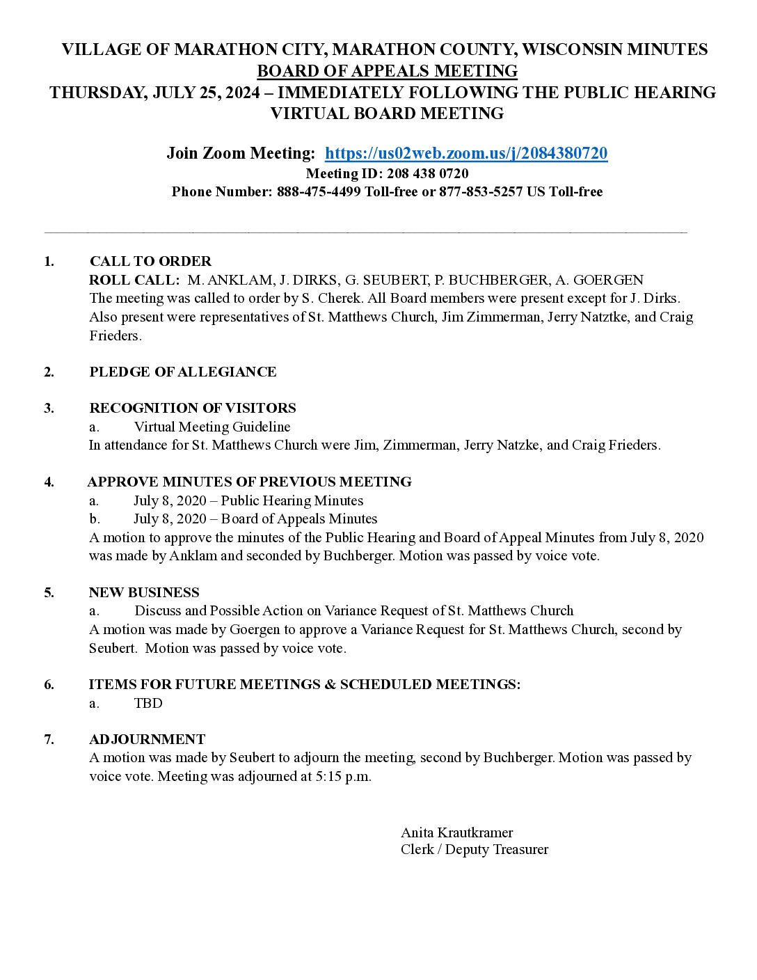 Board of Appeals Minutes 07.25.2024