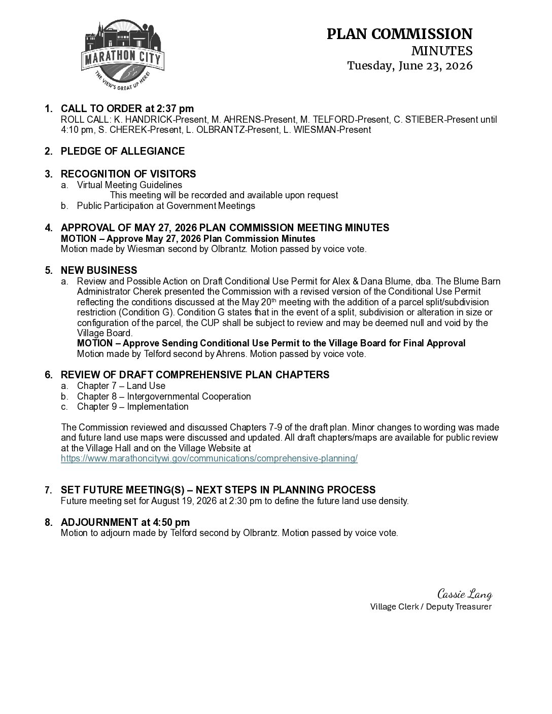 Plan Commission Minutes 06.23.2026