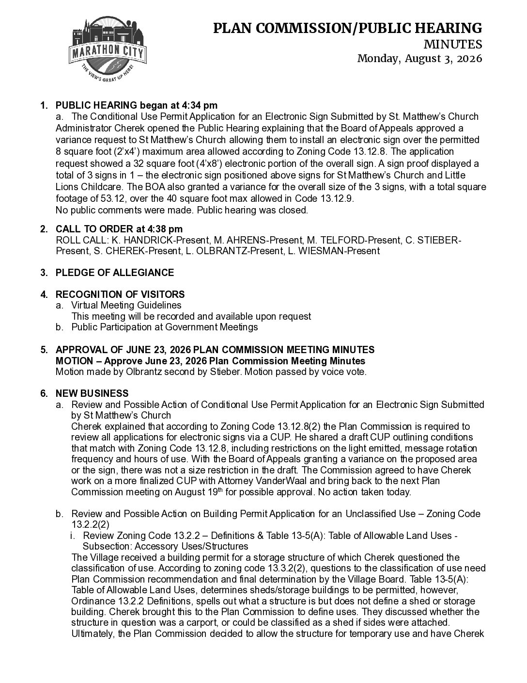 Plan Commission Minutes 08.03.2026