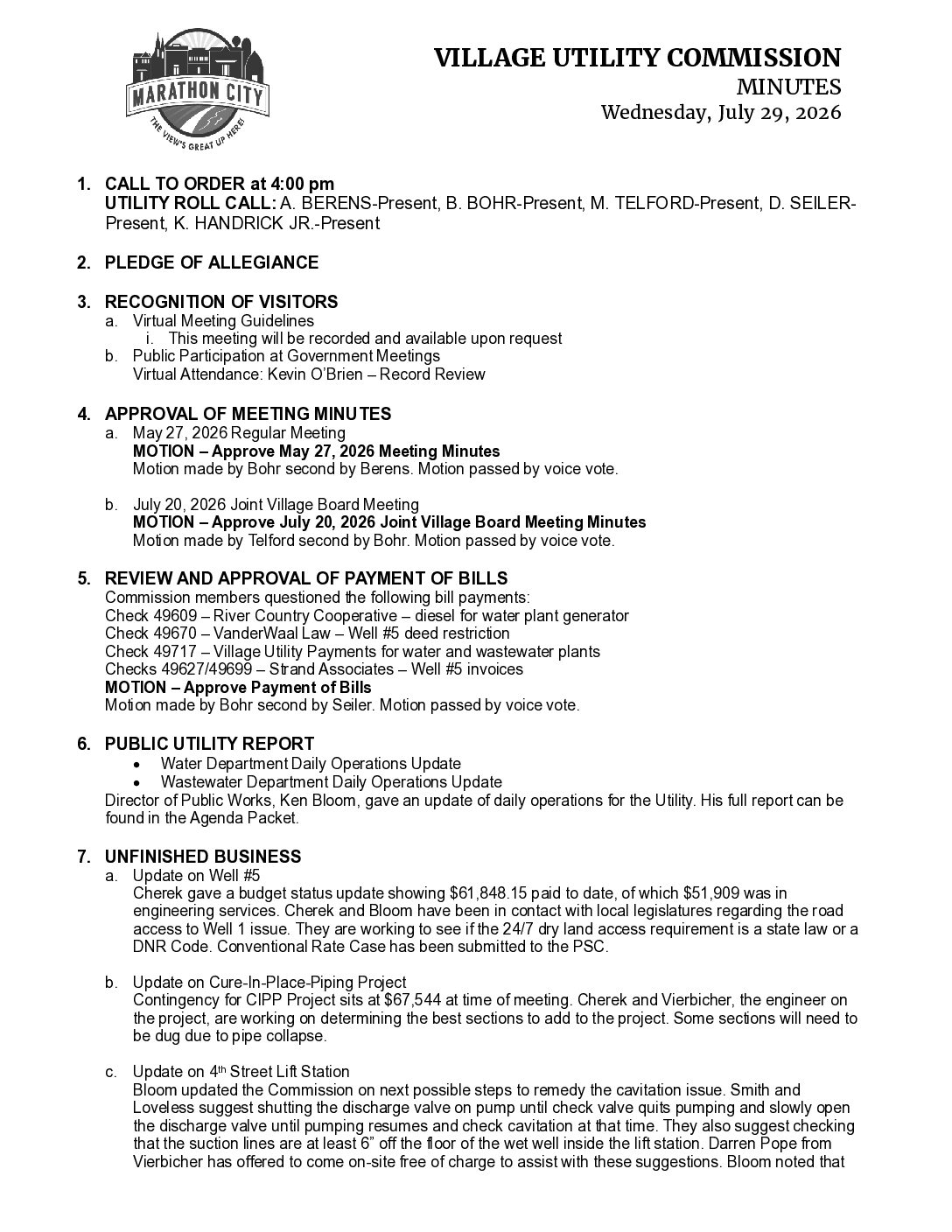 Utility Minutes 07.29.2026