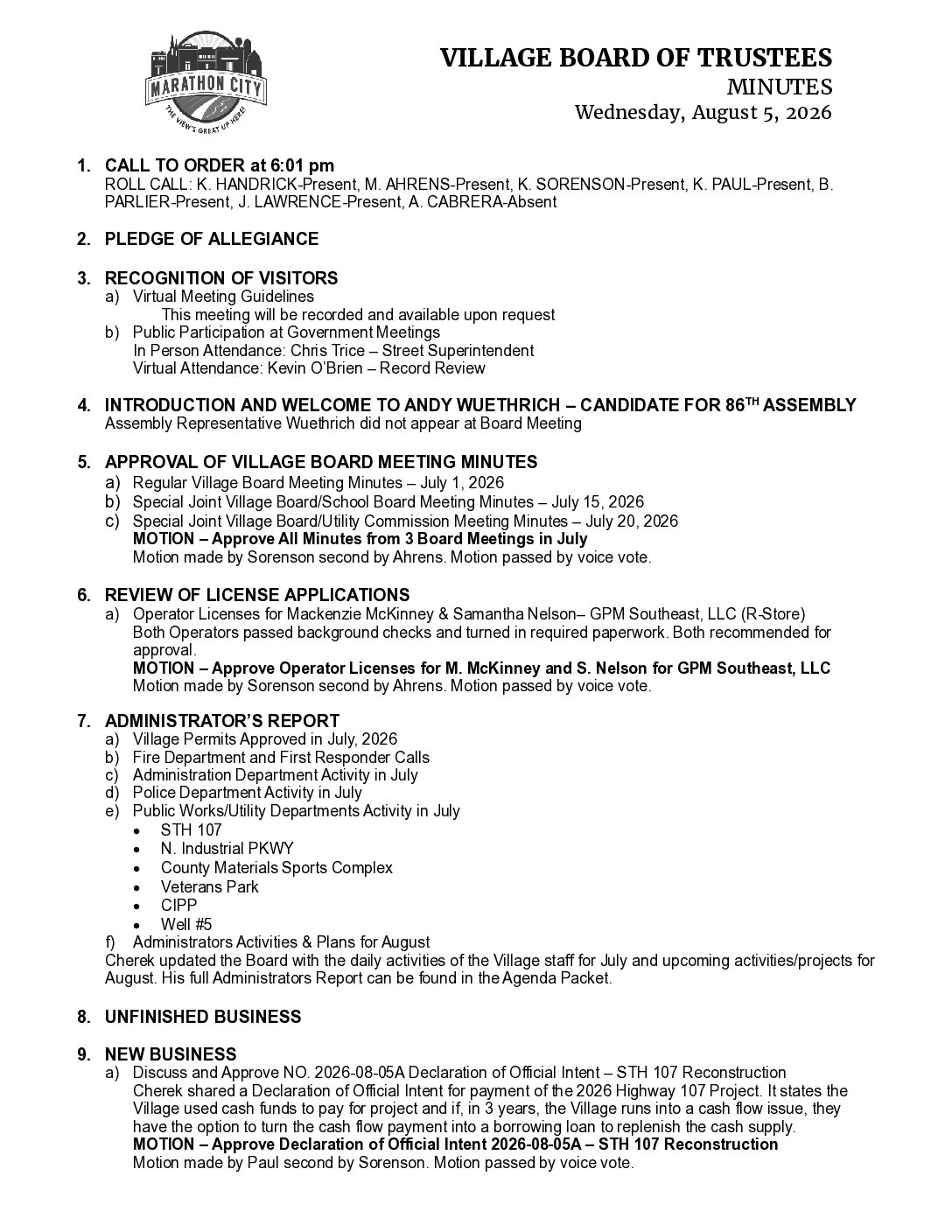 Village Minutes 08.05.2026